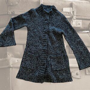 Prana Charcoal Gray Heavy Knit Sweater Soft - M/L - Bit of 60s Swing Coat Vibe